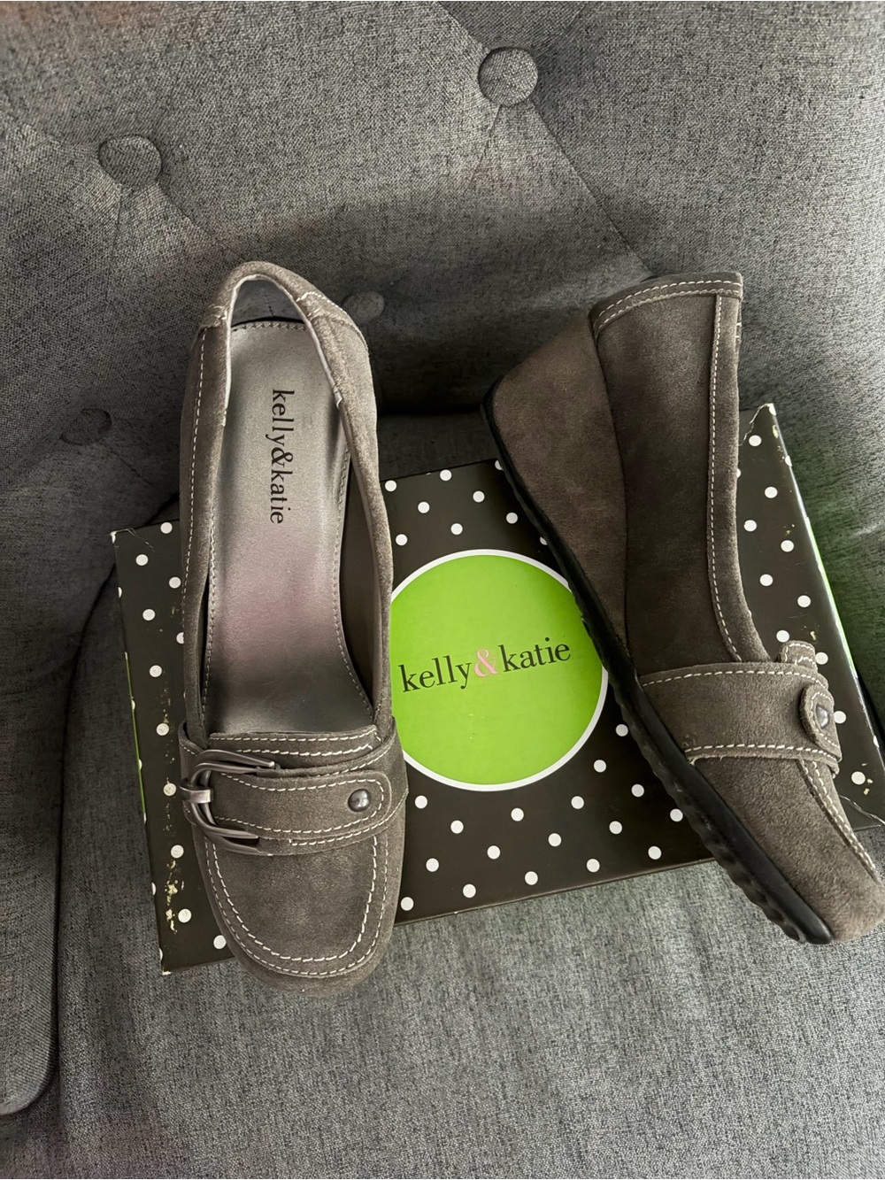Kelly & Katie Taupe Suede Loafers